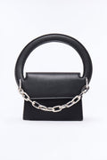 Luna Faux Leather Satchel Bag - Black