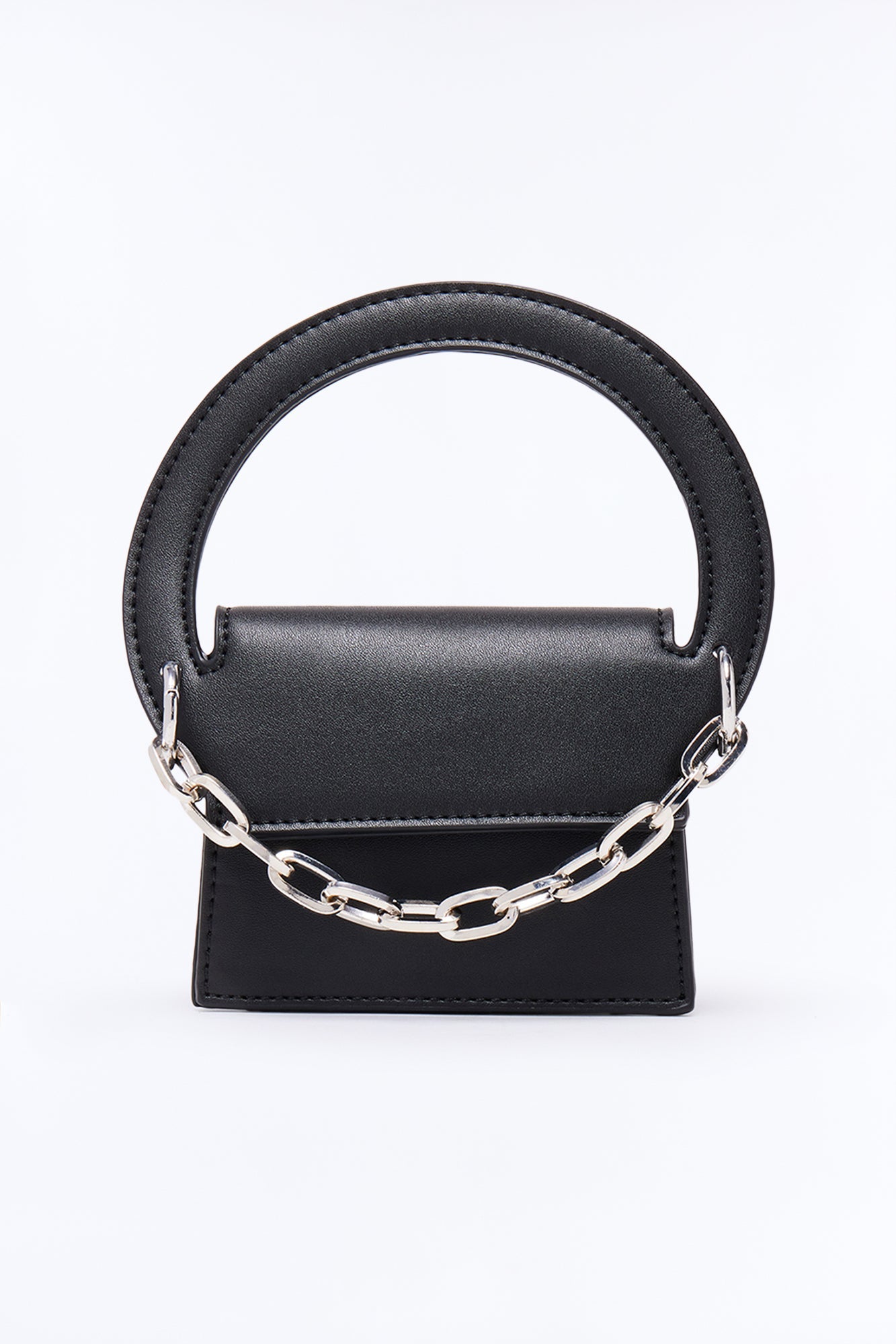 Luna Faux Leather Satchel Bag - Black