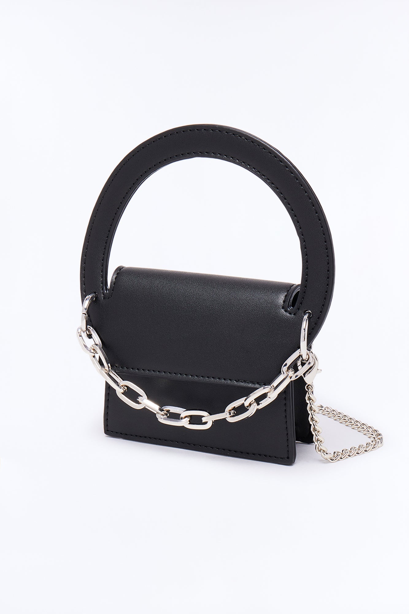 Luna Faux Leather Satchel Bag - Black