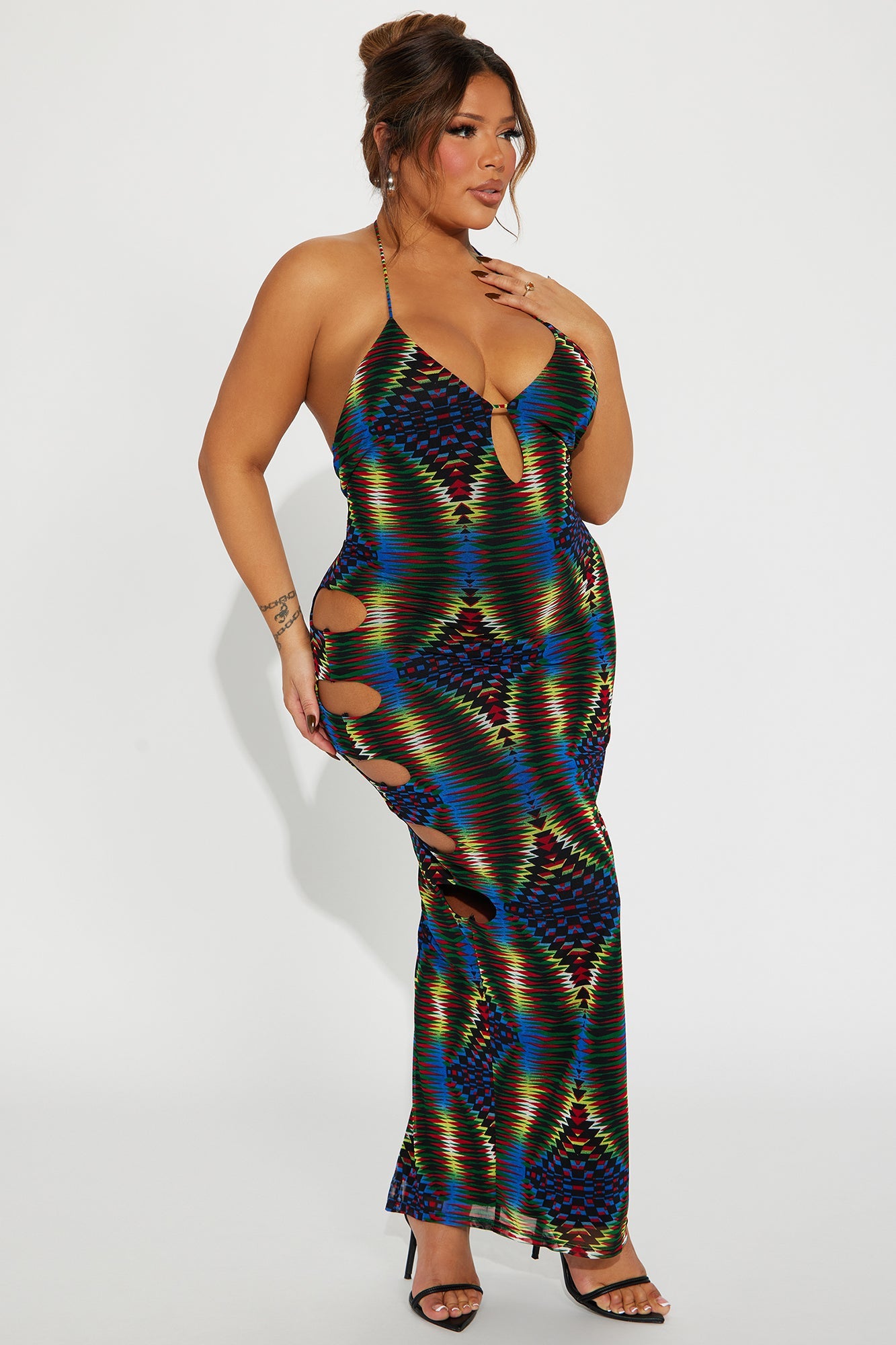 Madalynn Mesh Maxi Dress - Green/combo