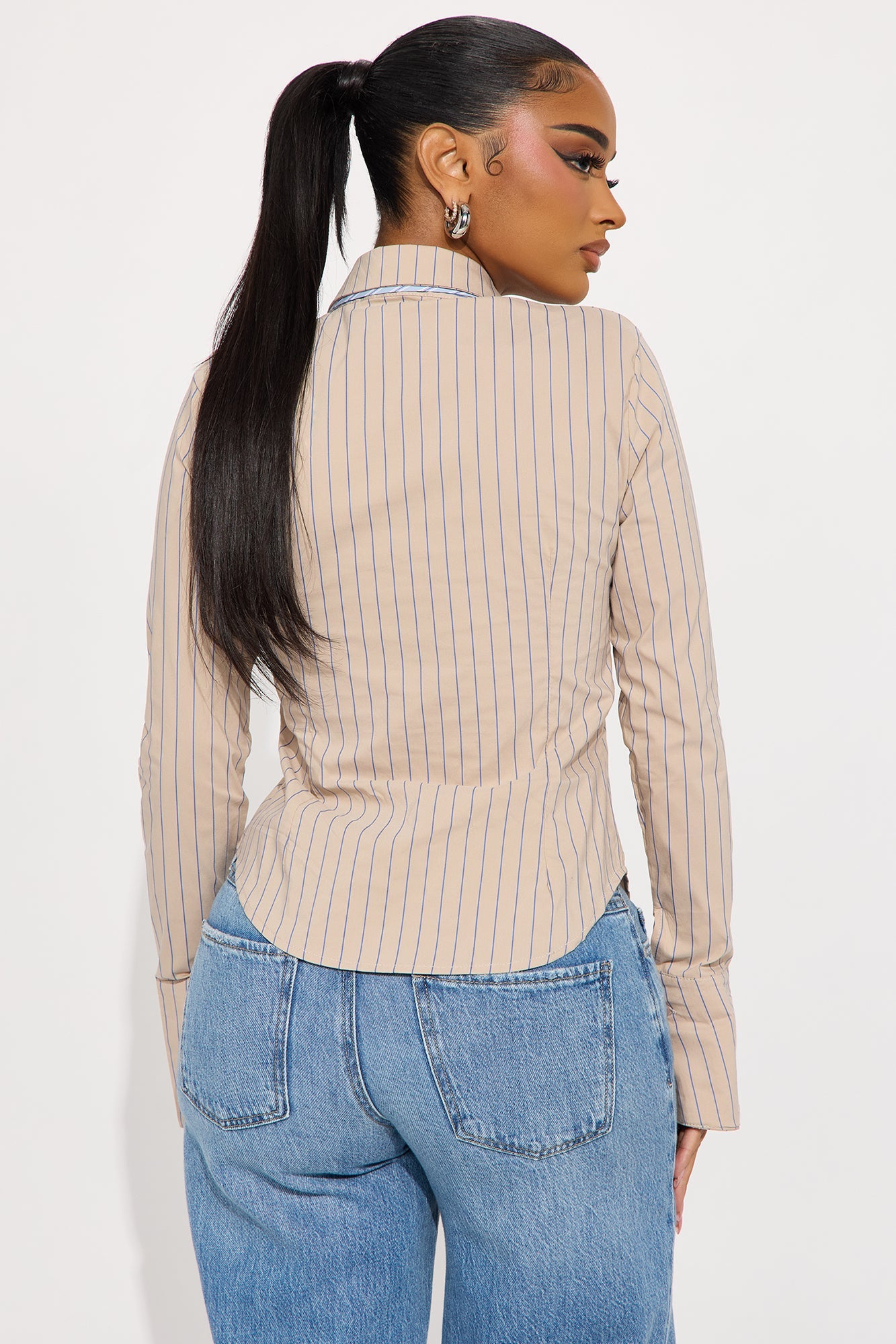 Kazzy Striped 2 Piece Shirt And Tie - Taupe/combo