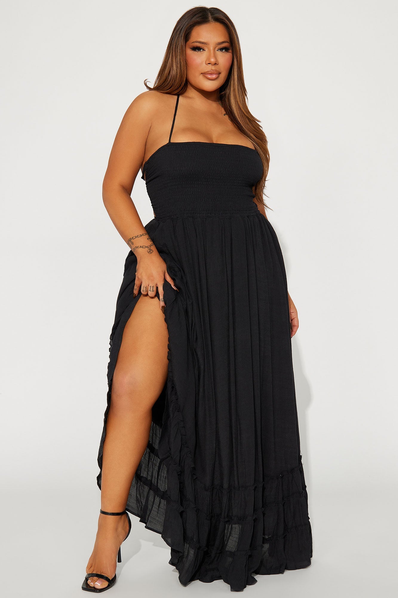 Hayley Halter Maxi Dress - Black