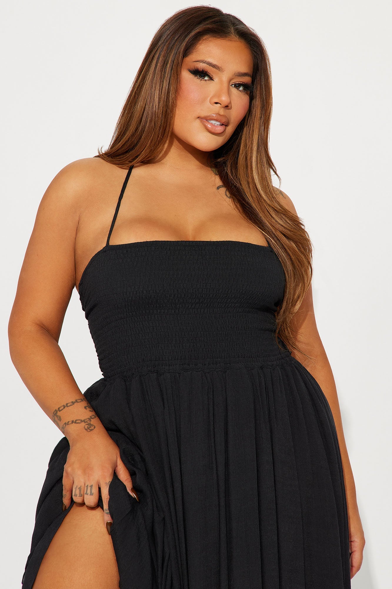 Hayley Halter Maxi Dress - Black