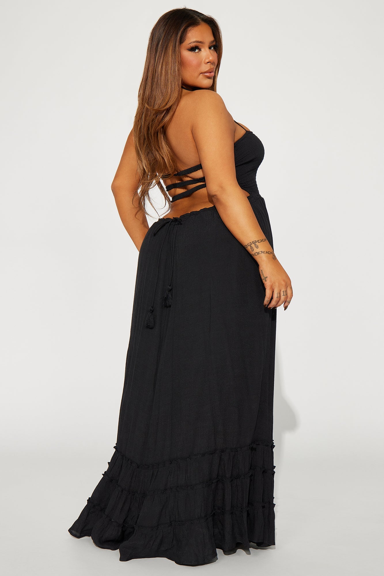 Hayley Halter Maxi Dress - Black