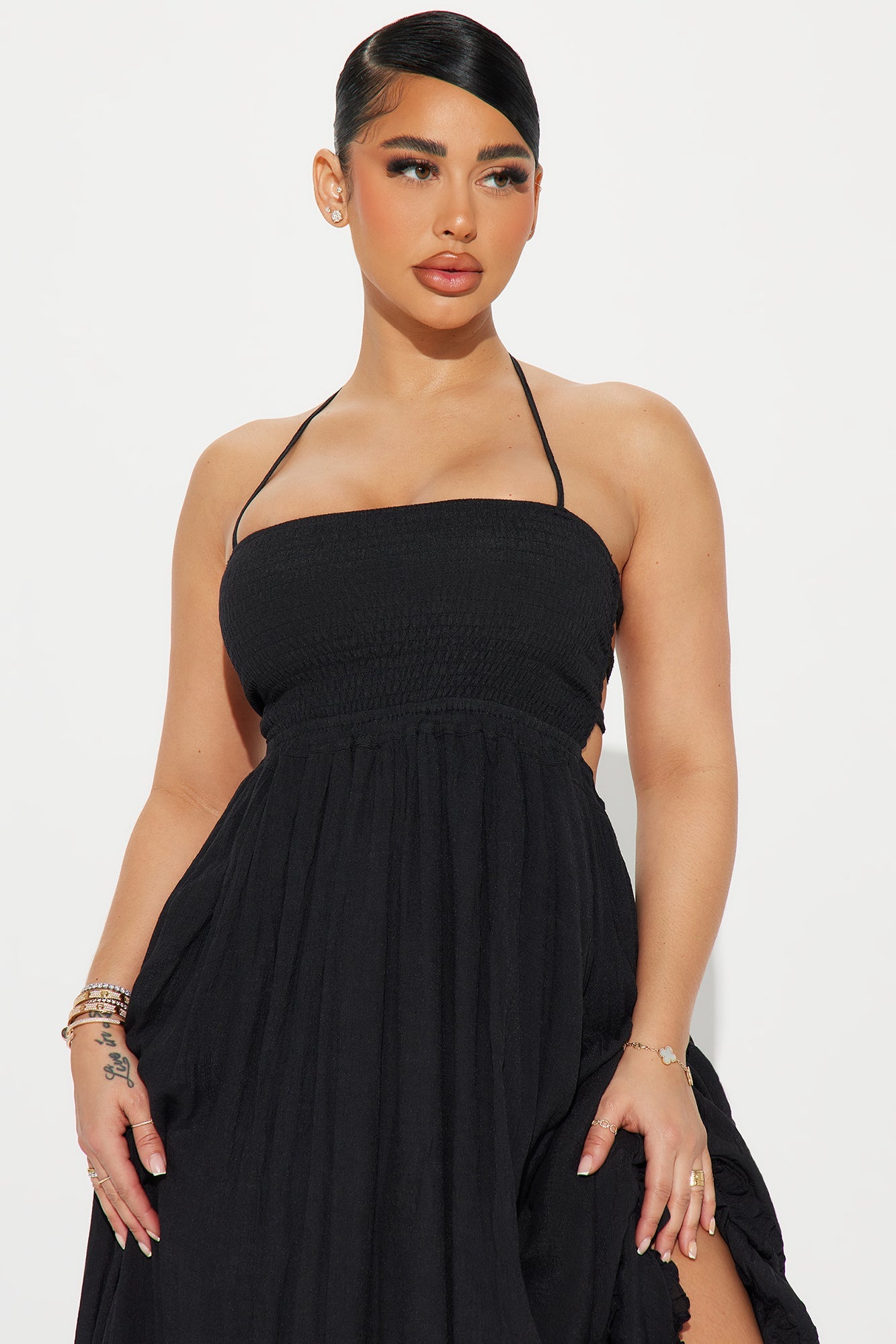 Hayley Halter Maxi Dress - Black