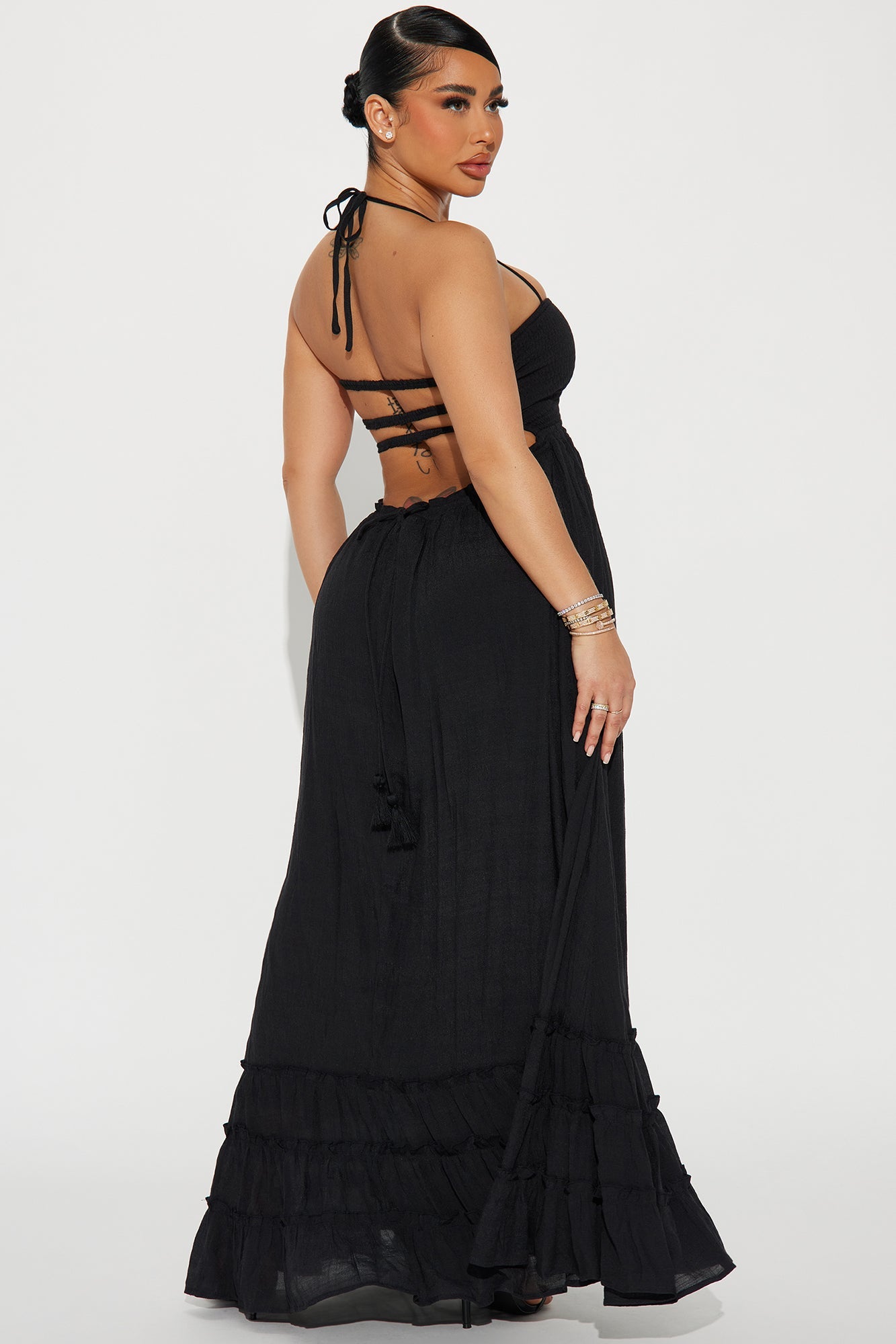 Hayley Halter Maxi Dress - Black