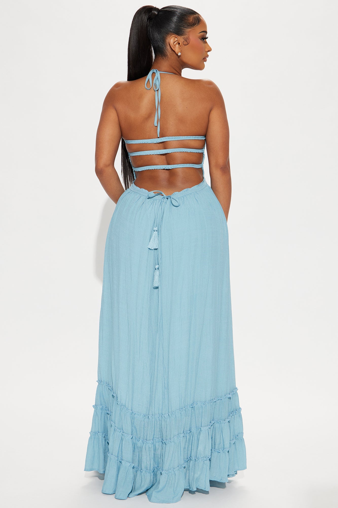Hayley Halter Maxi Dress - Blue