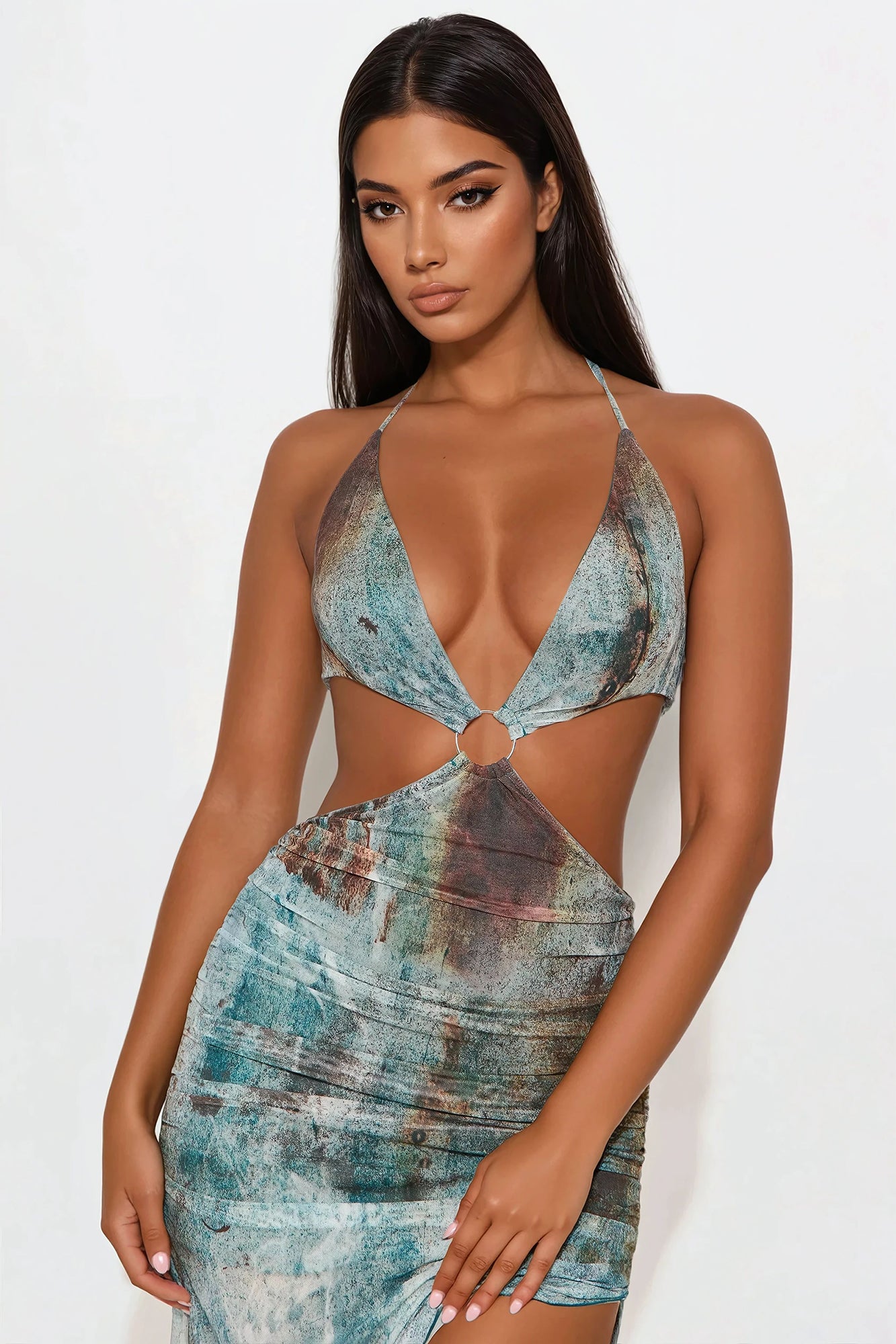 Nina Mesh Maxi Dress - Blue/combo