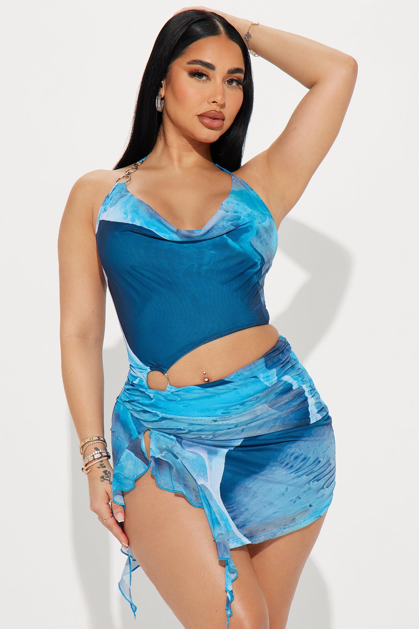 In Your Dreams Mesh Mini Dress - Blue