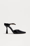 Cesar Buckle Mule Pumps - Black