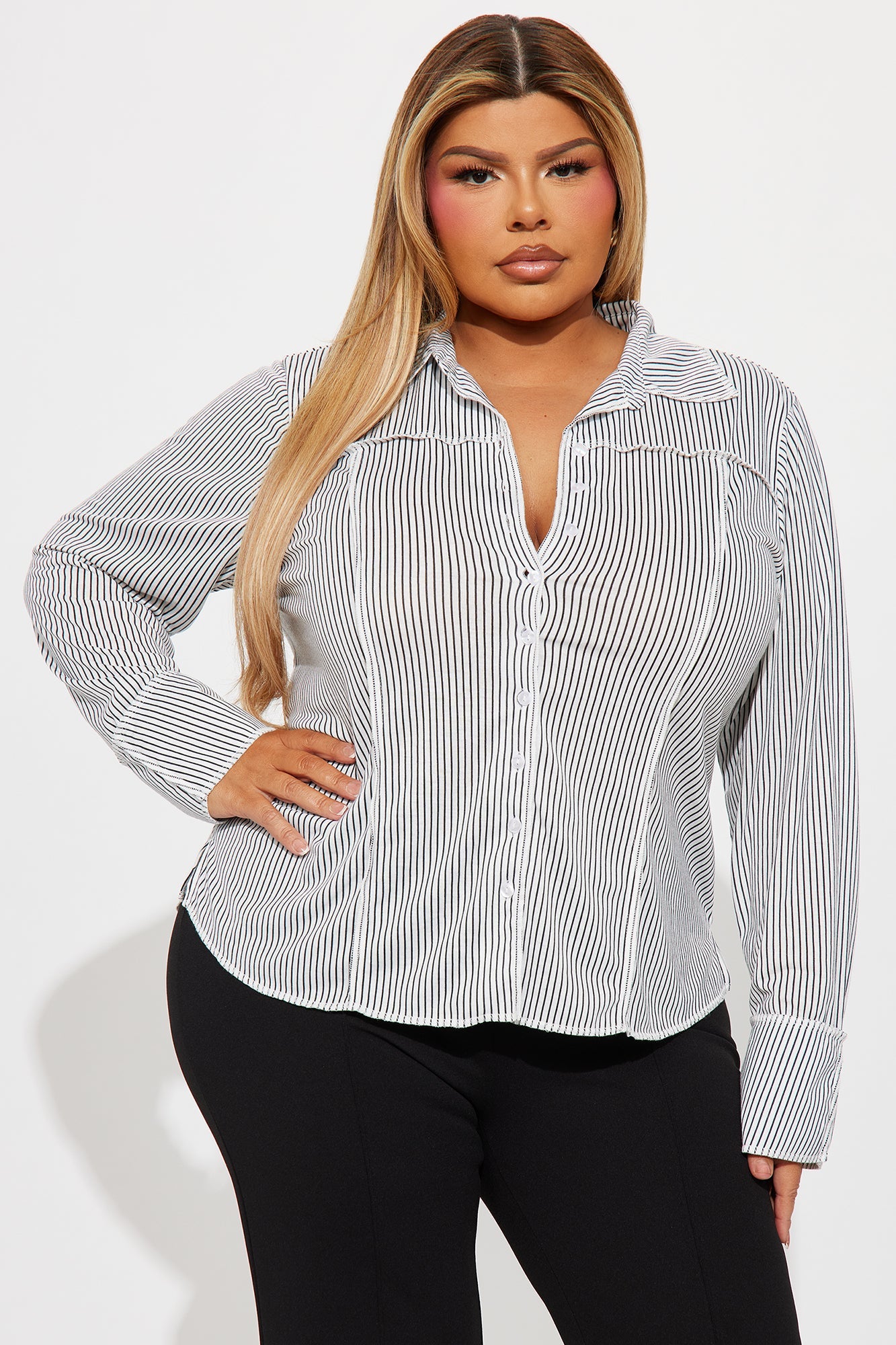 Serena Striped Shirt - White/Black
