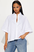Sancie Oversized Poplin Button Up Shirt - White