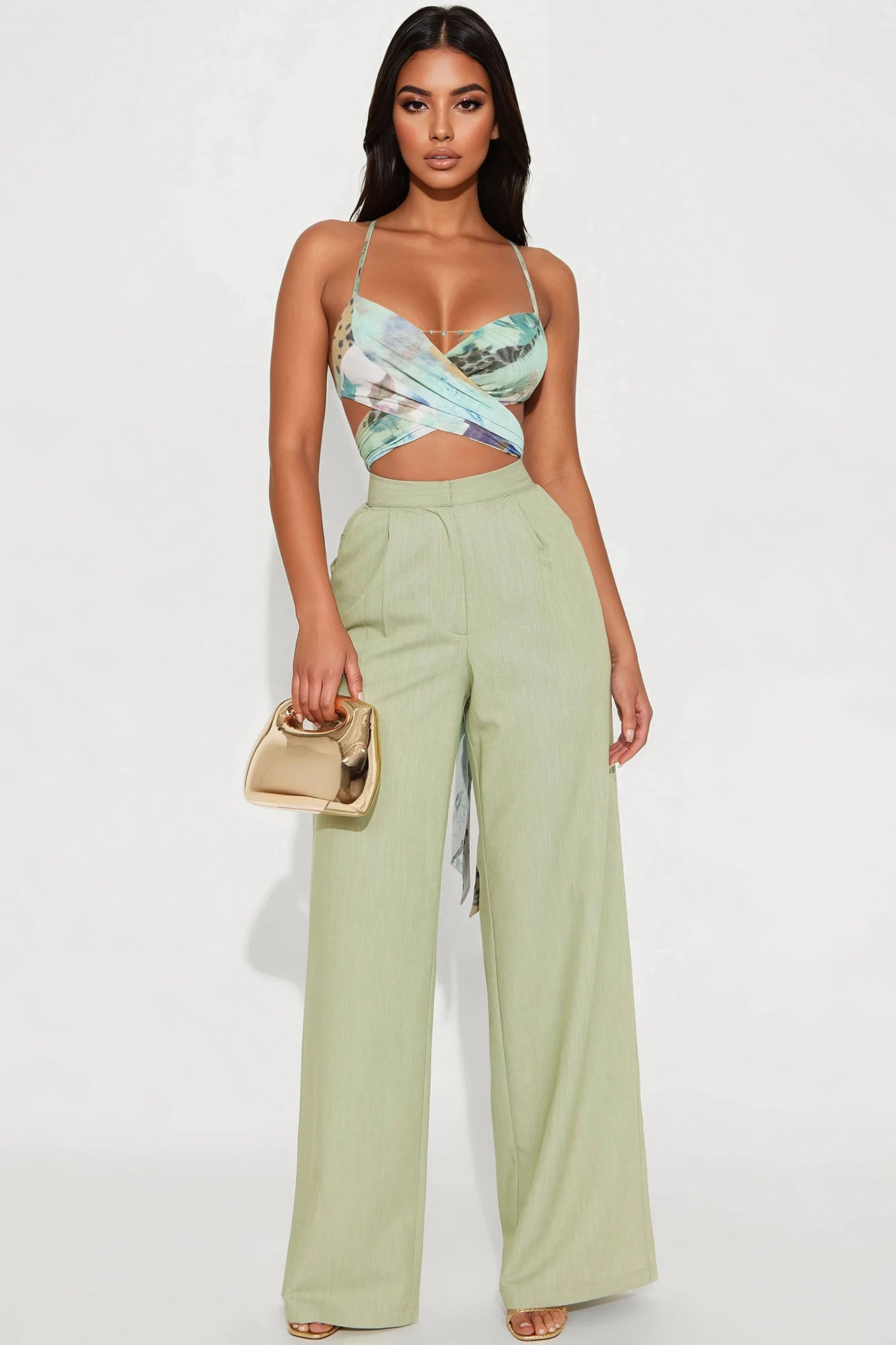 Radiant Glow Cross Front Mesh Top - Multi Color