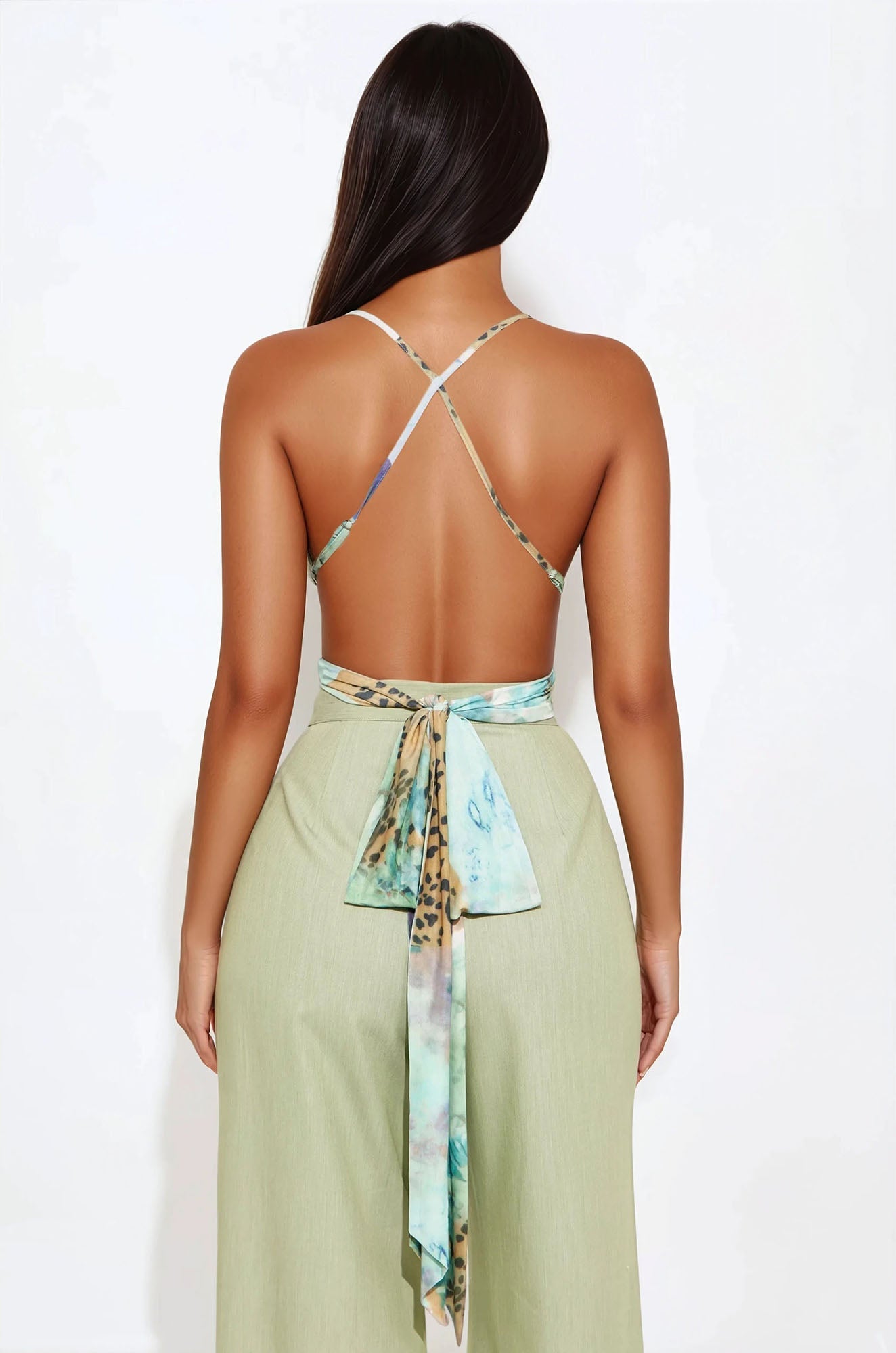 Radiant Glow Cross Front Mesh Top - Multi Color