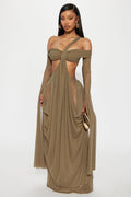 Alora Mesh Maxi Dress - Olive
