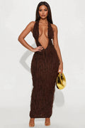 Ivy Textured Maxi Dress - Chocolate