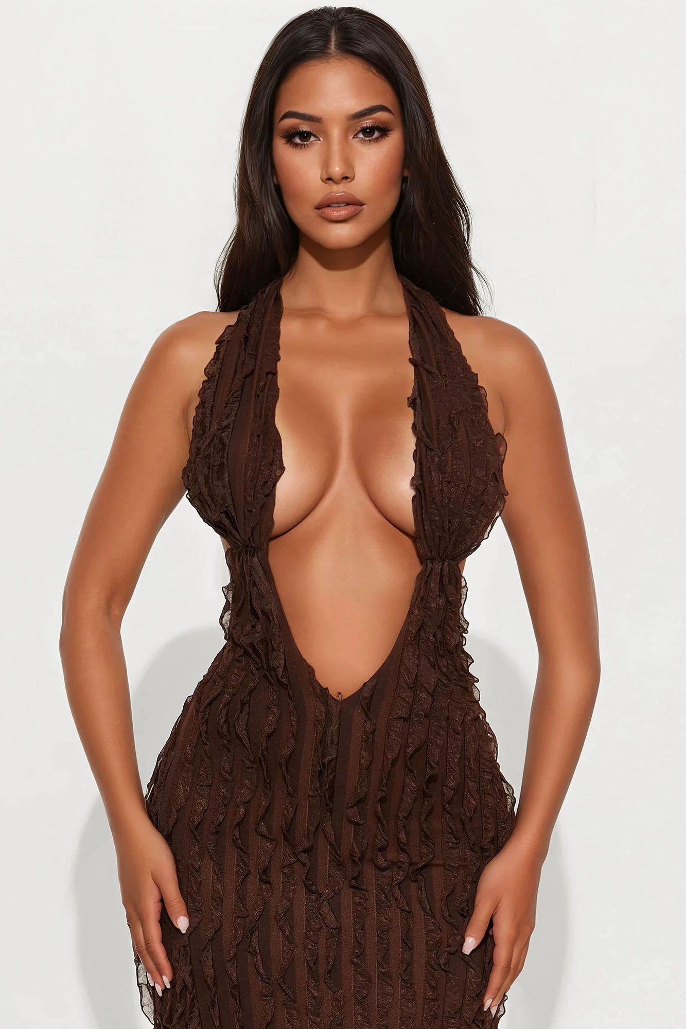 Ivy Textured Maxi Dress - Chocolate