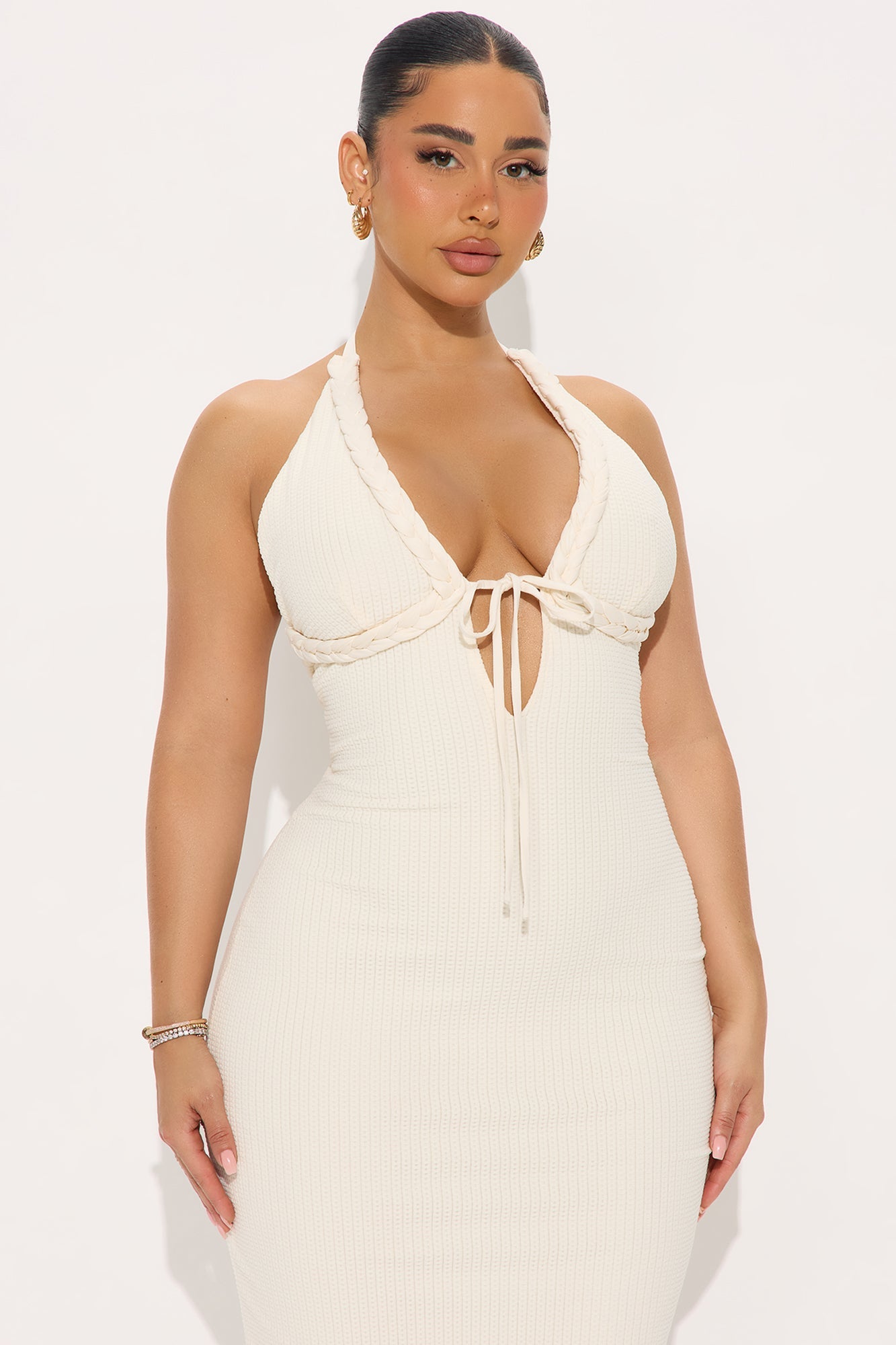 Take Me Back Textured Maxi Dress - Cream