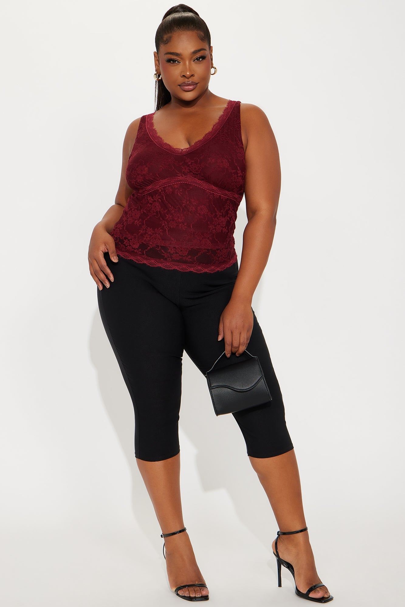 In The Moment Lace Top - Burgundy