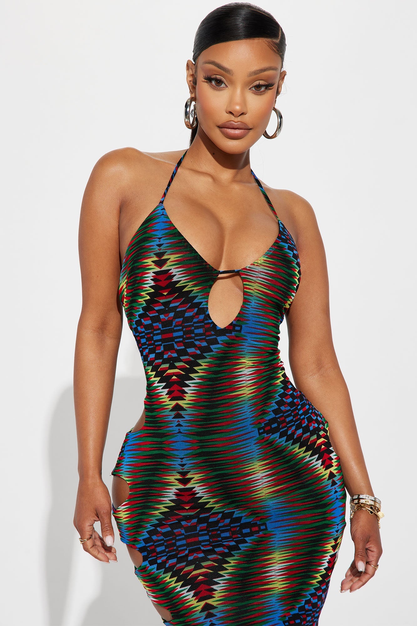 Madalynn Mesh Maxi Dress - Green/combo