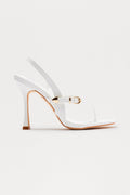 Gin Buckle Slingback Stiletto Heels - White