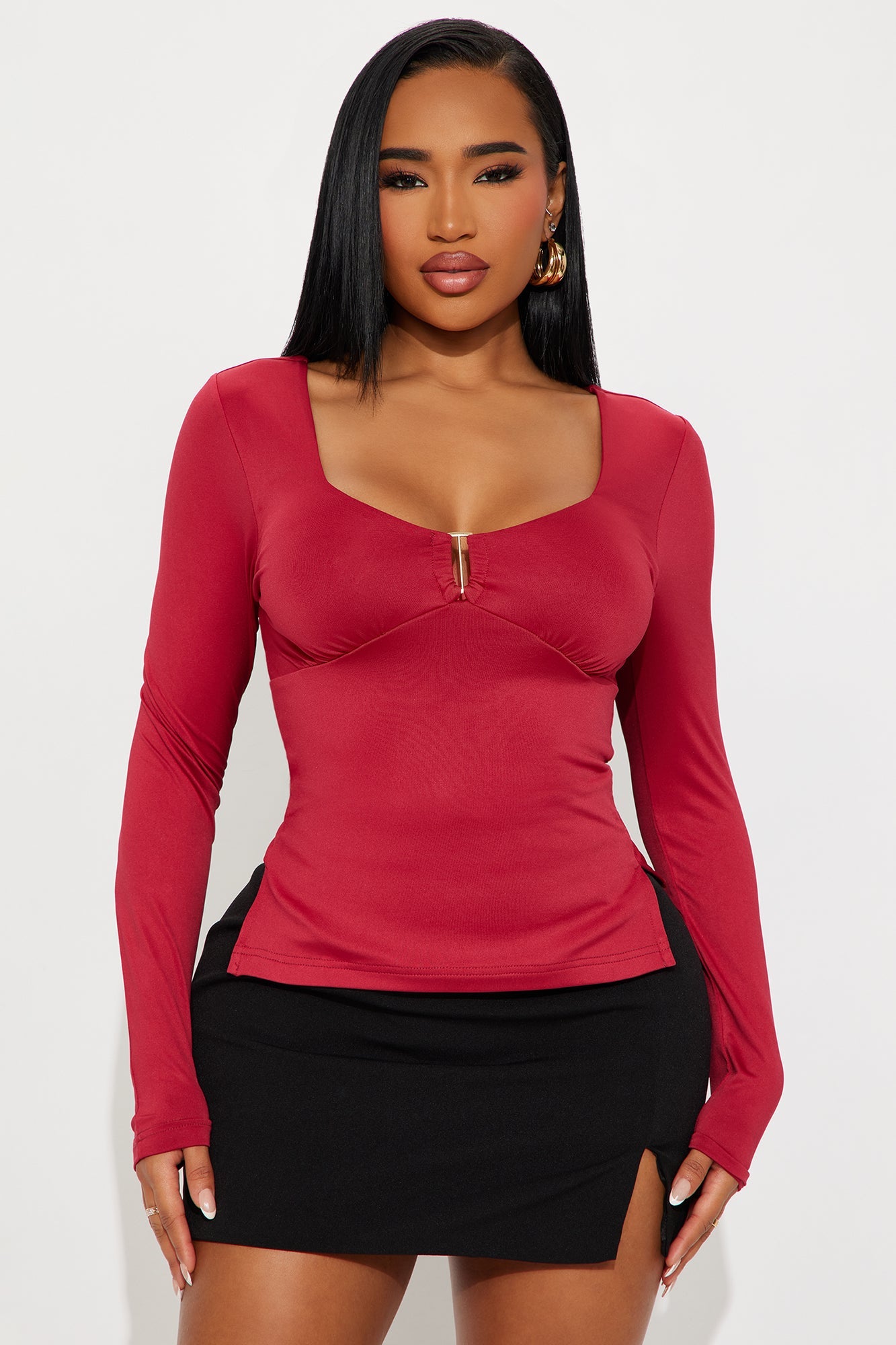 Miley Long Sleeve Top - Red