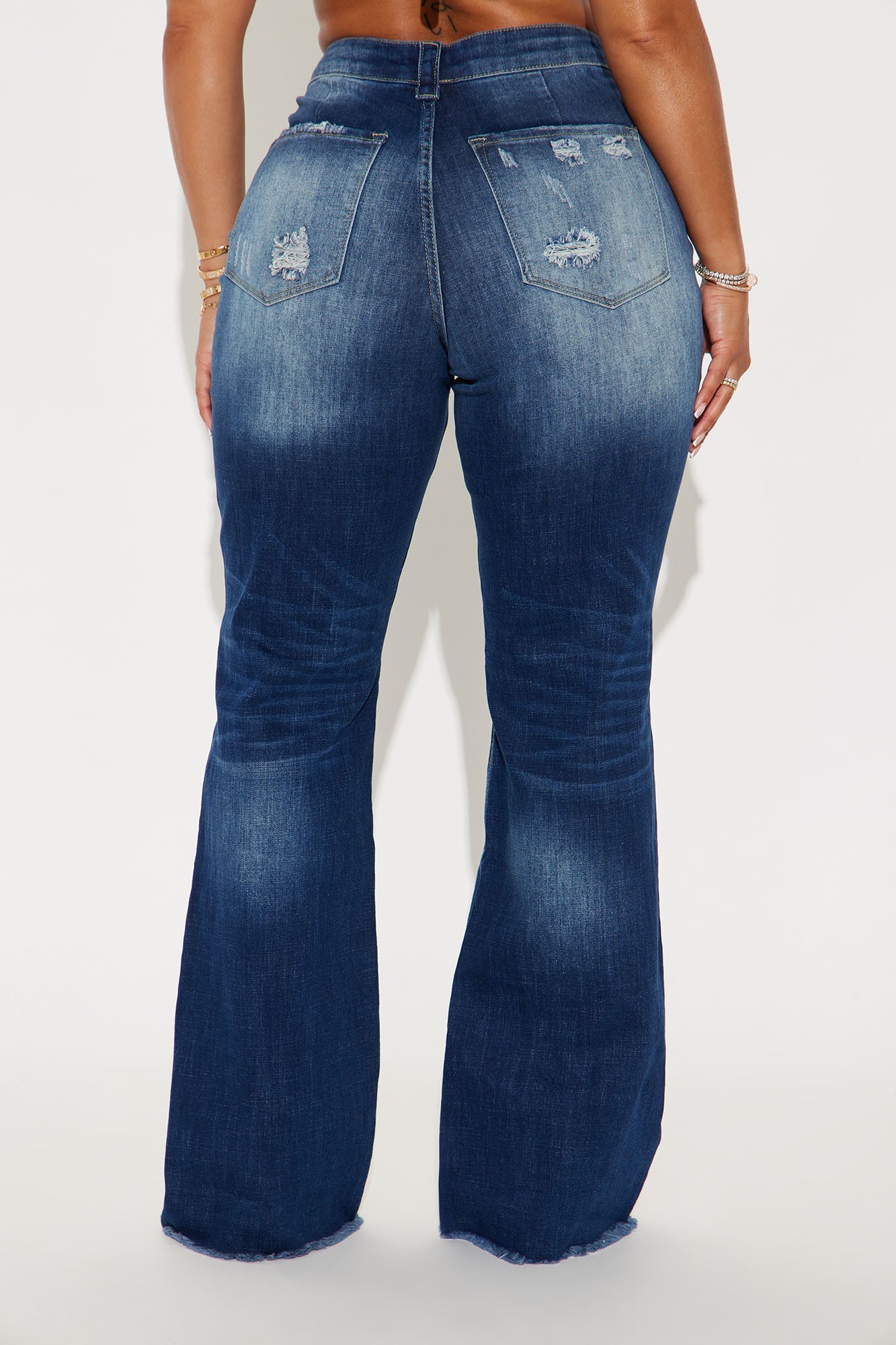 Coldwater Canyon Stretch Ripped Wide Leg Jeans - Dark Wash