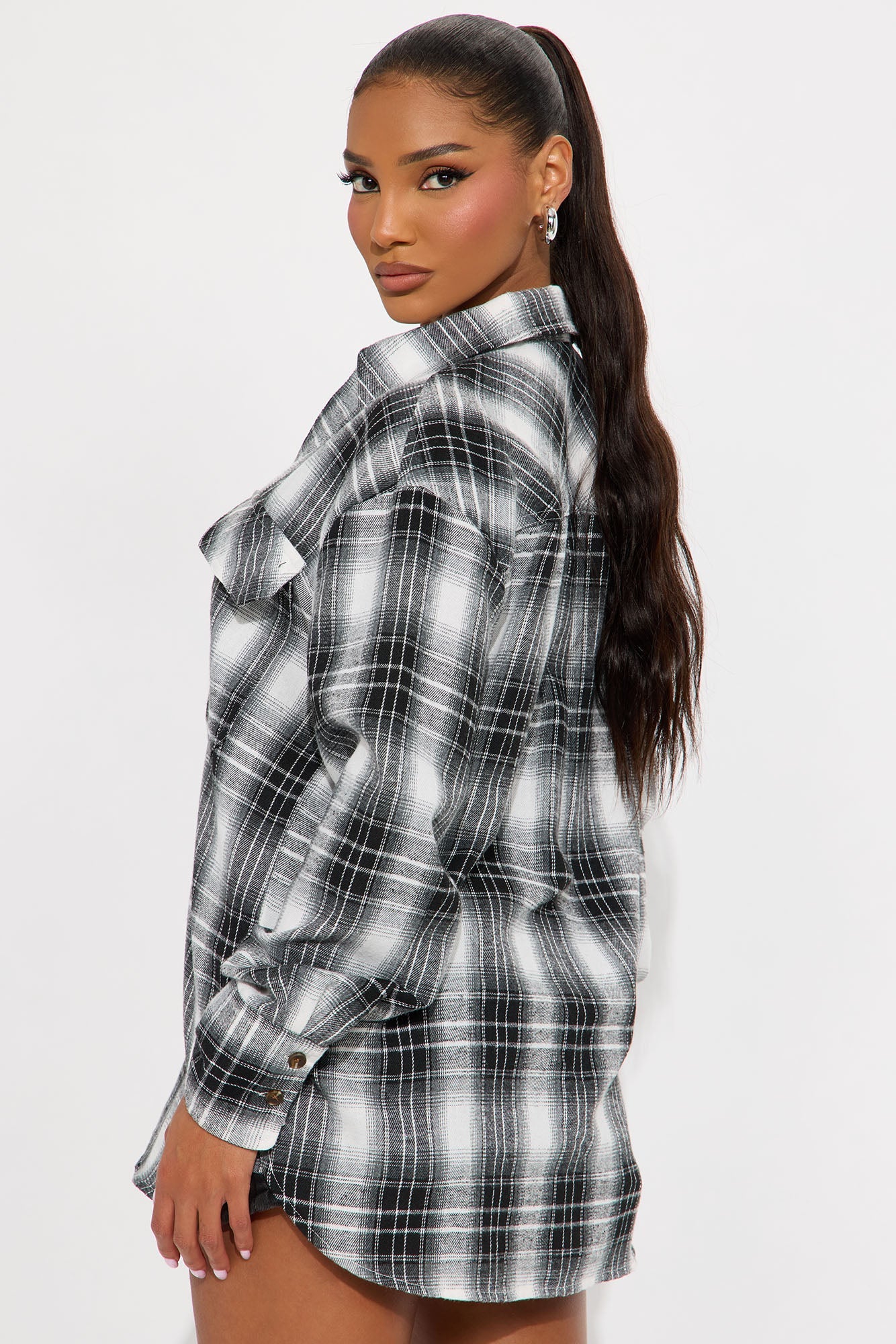 Shante Plaid Flannel Shirt - Black/combo