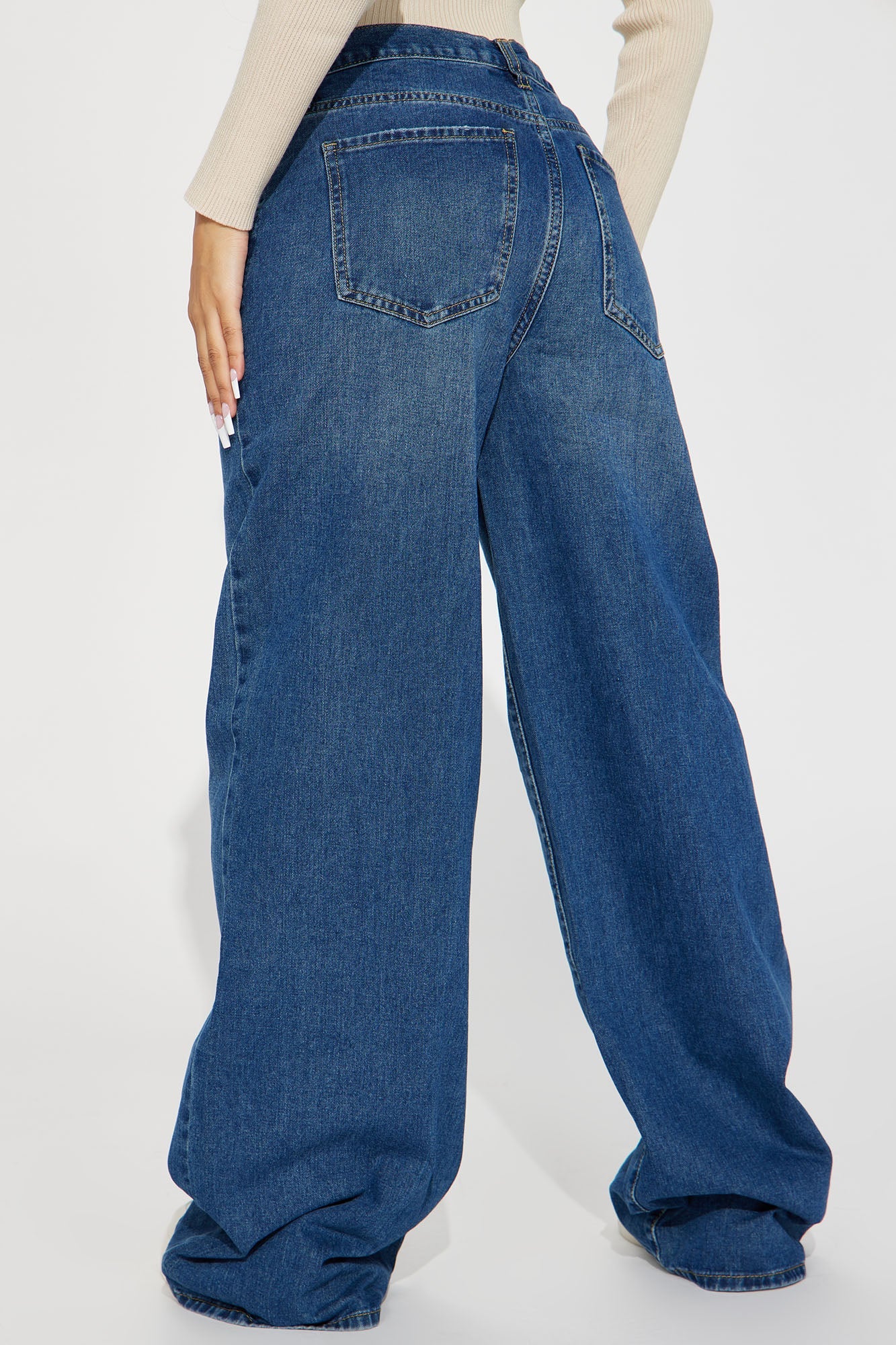 Chelsea Drop Waist Baggy Jeans - Medium Wash