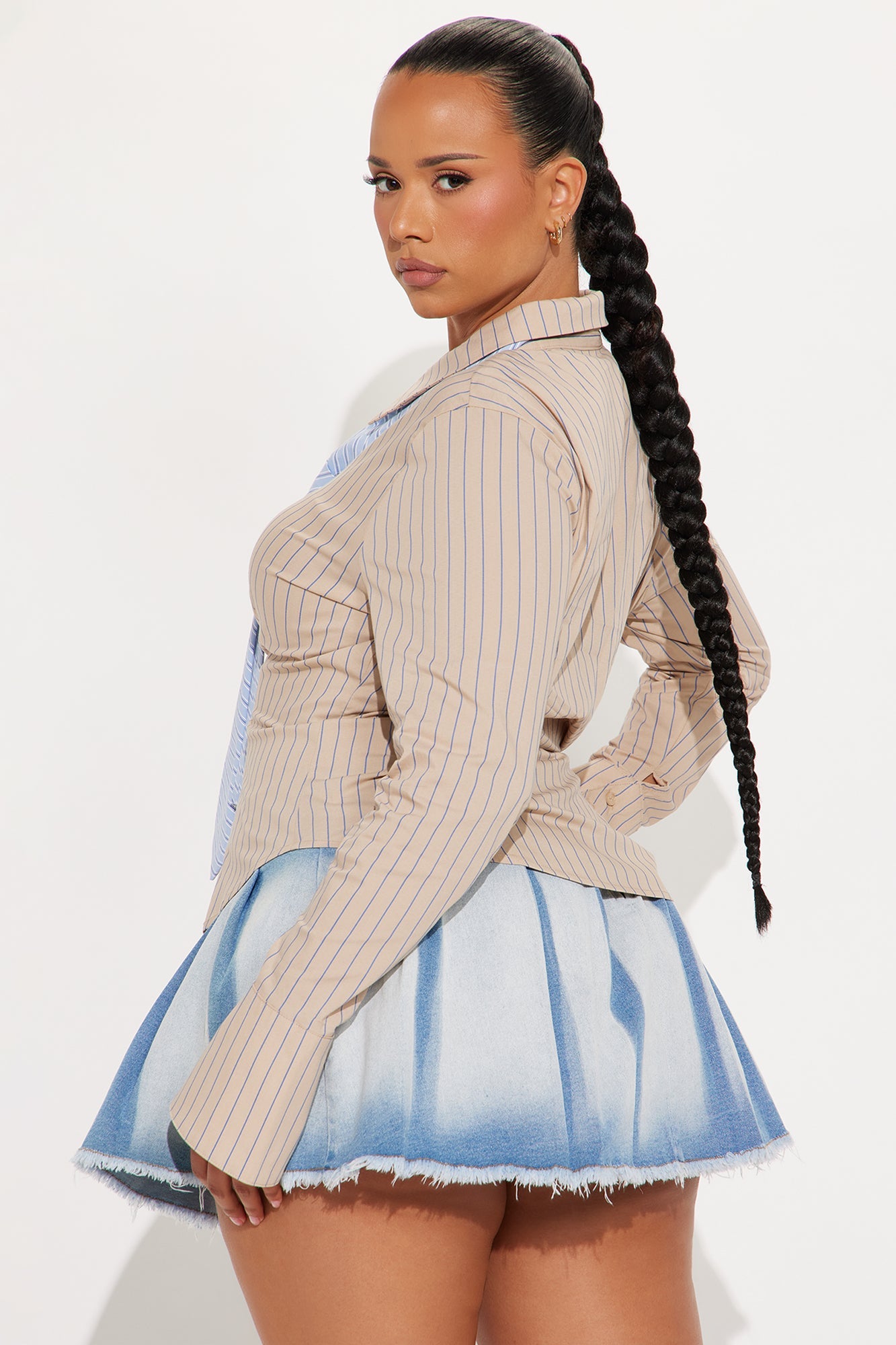 Kazzy Striped 2 Piece Shirt And Tie - Taupe/combo