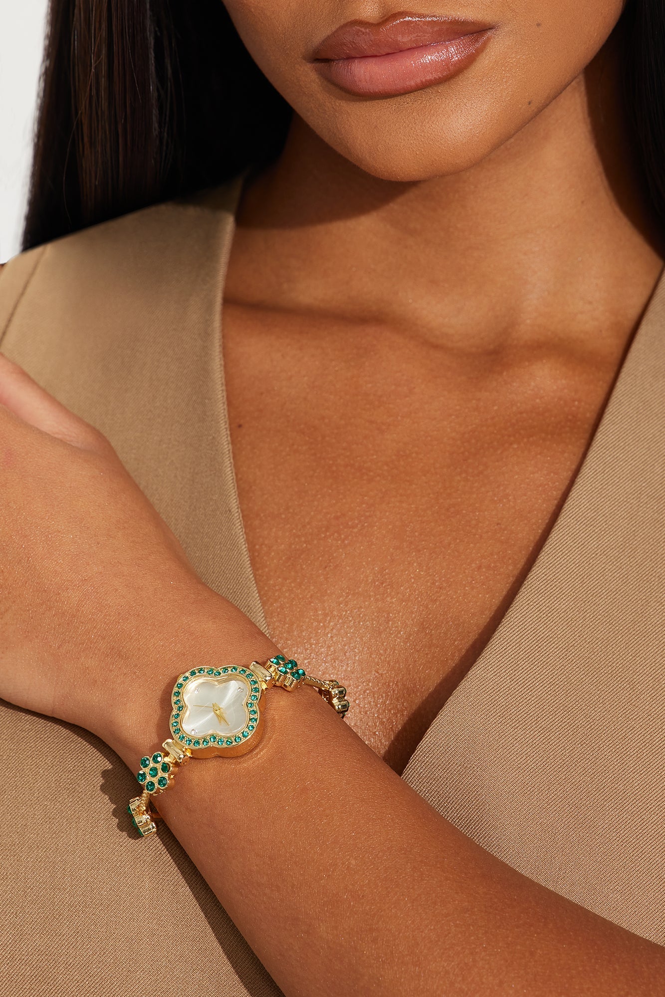 Dainty Flora Watch - Gold/Green
