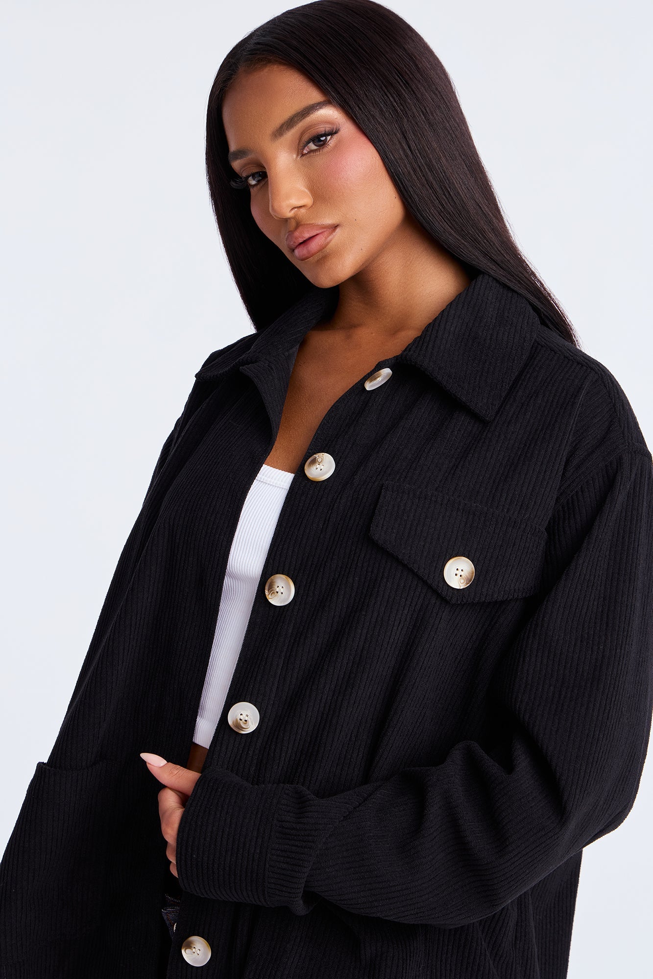 Feel No Ways Corduroy Shirt - Black