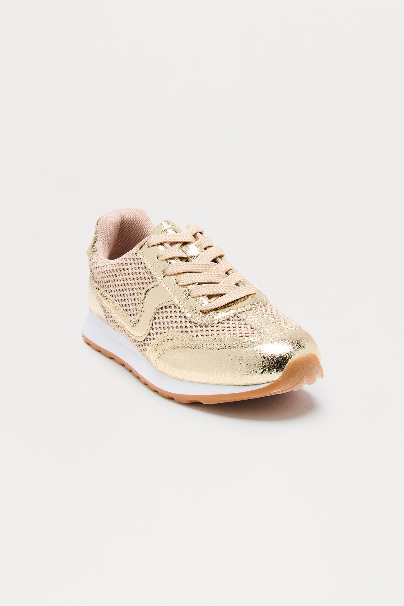 Joshua Knit Lace Up Sneakers - Gold