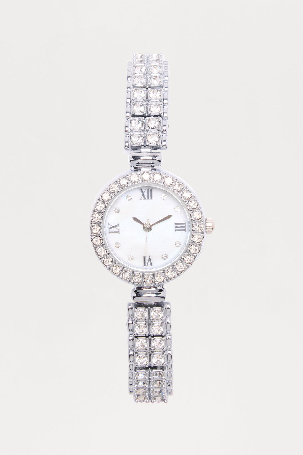Diamond Hour Metal Watch - Silver