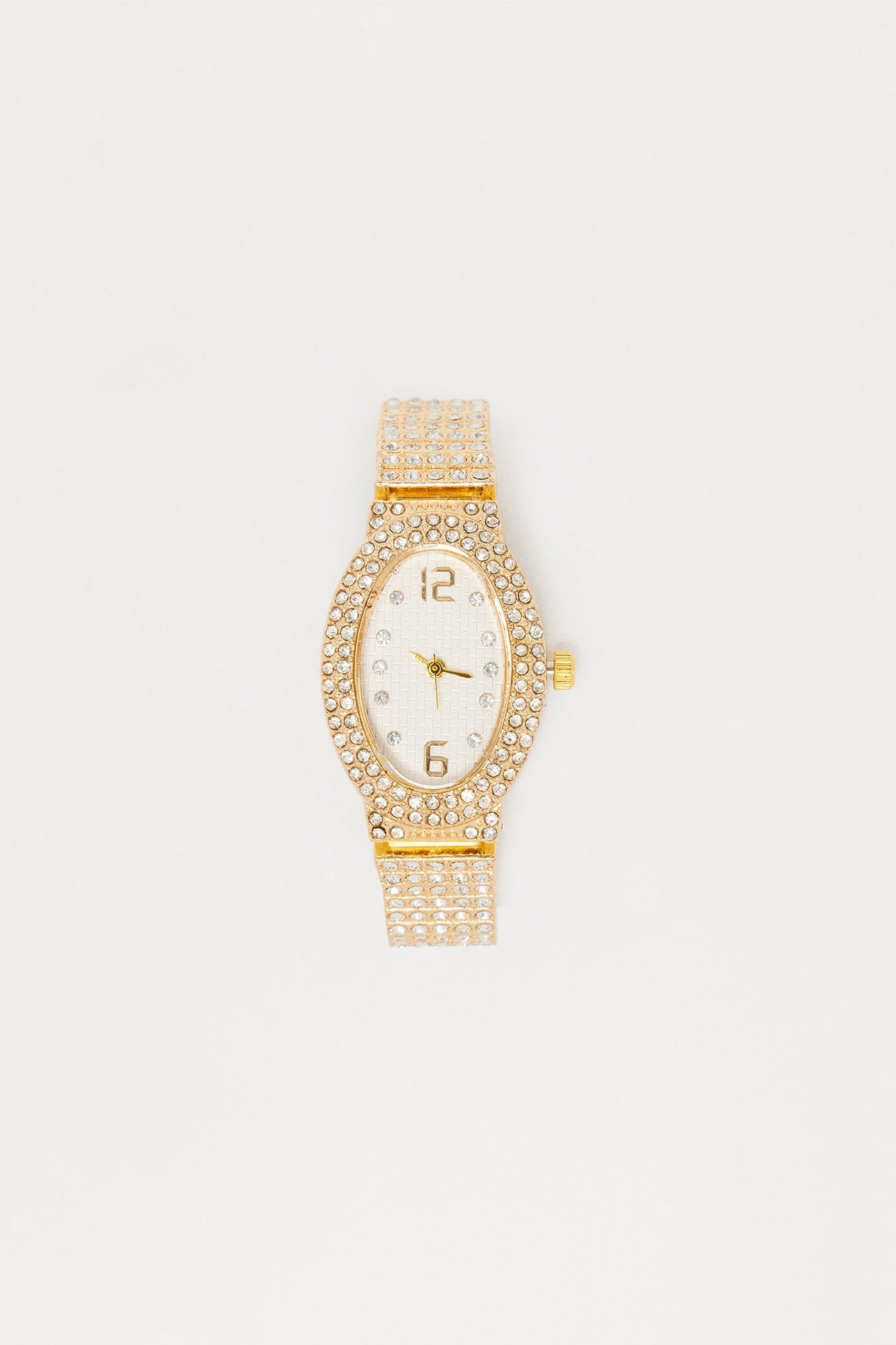 Time Will Tell Rhinestone Watch - Gold