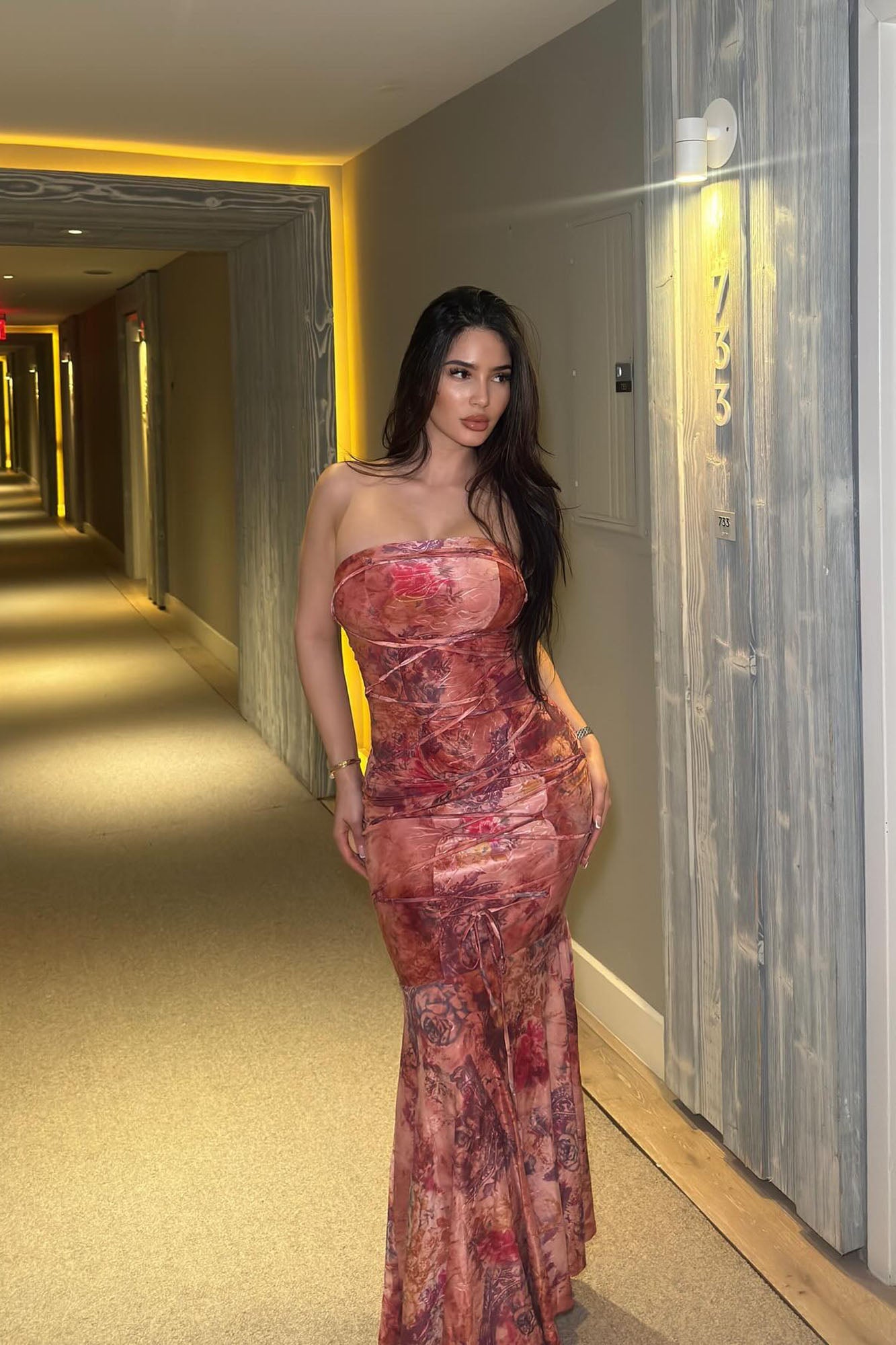 Perla Lace Up Maxi Dress - Multi Color