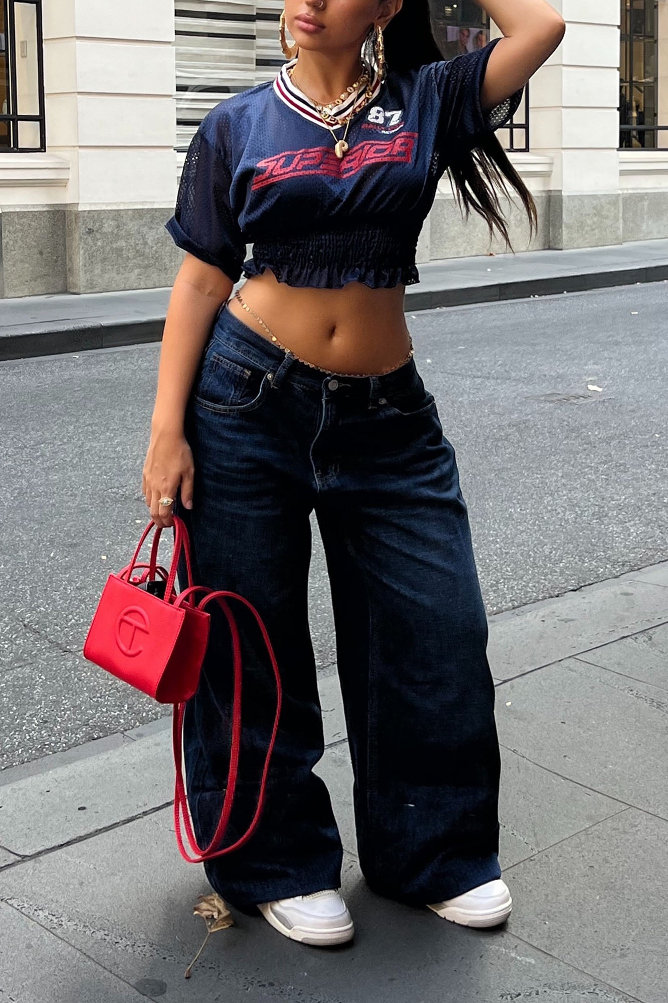 Chelsea Drop Waist Baggy Jeans - Medium Wash