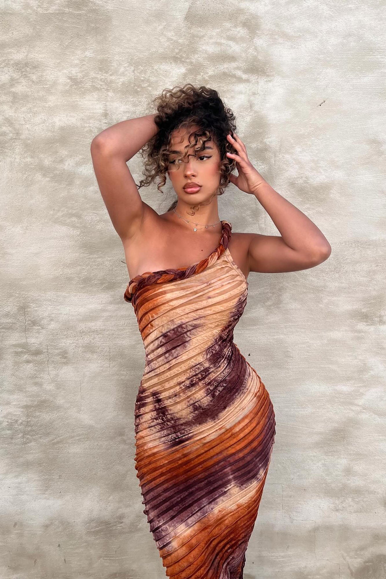 Maylee Textured Maxi Dress - Brown Combo